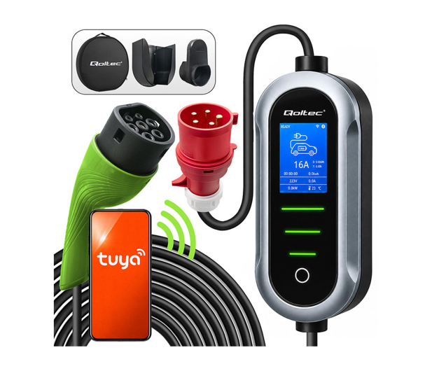Qoltec Mobilna ładowarka EV z regulacją 2w1 Typ2 (7kW, 230V, CEE, 3 - 1546166 - zdjęcie 4